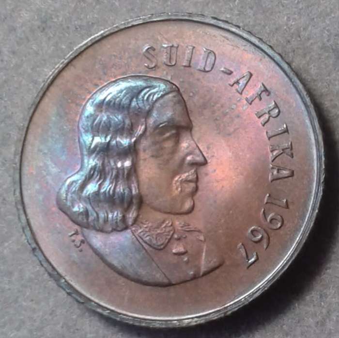 Nice 1967 Afrikaans uncirculated 1c.