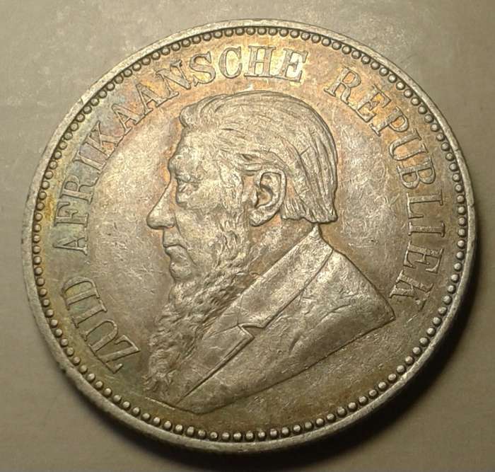 Nice 1896 ZAR Kruger silver 2 1/2 Shillings in XF