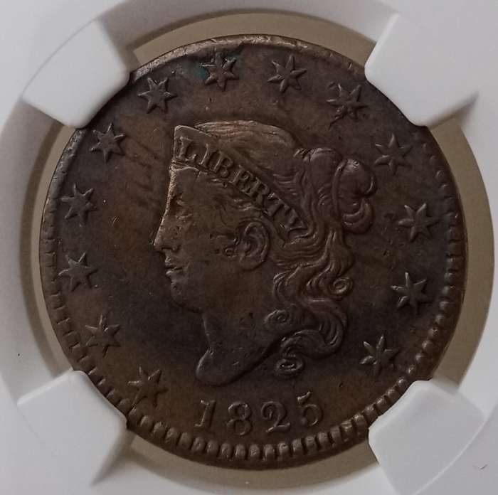 1825 USA Coronet Head large 1c NGC graded VF Details
