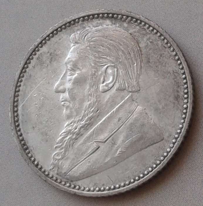 High grade 1897 ZAR Kruger silver sixpence in AU