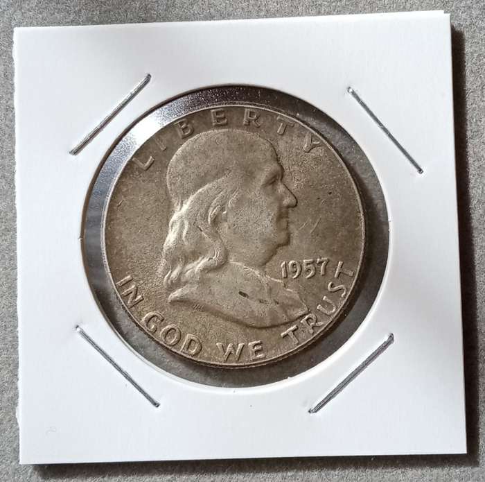 1957 USA Franklin uncirculated silver half dollar