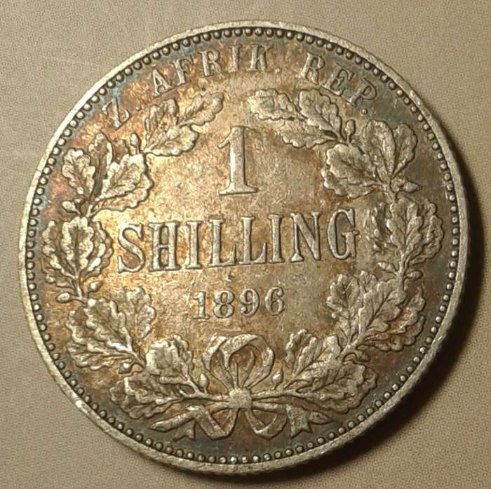 1896 ZAR Kruger silver shilling in VF.