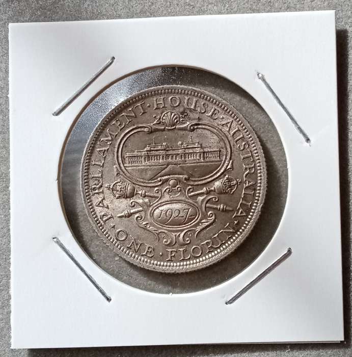 High grade 1927 Australia silver Florin in AU+