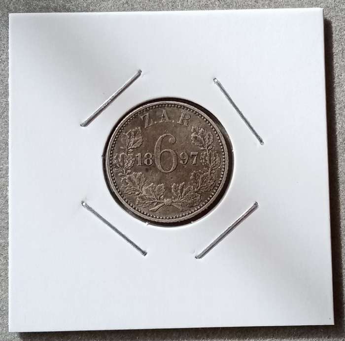 1897 ZAR Kruger silver sixpence in XF.