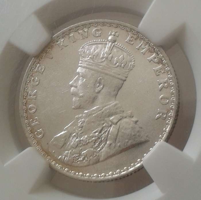 1936 India silver 1/2 Rupee NGC MS62