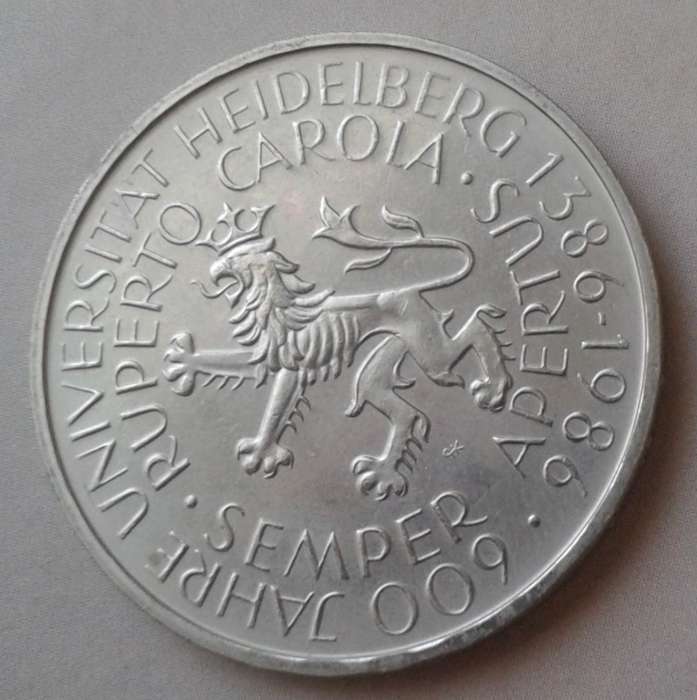 1986 German uncirculated 5 Mark with certificate