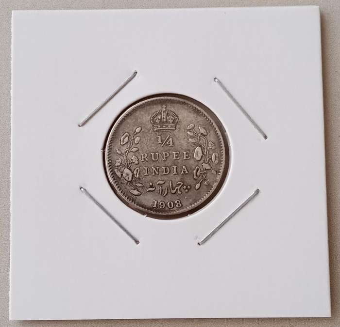 1908 British-India silver 1/4 Rupee