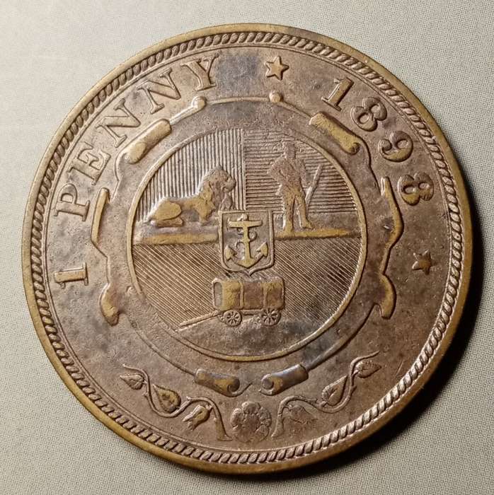1898 ZAR Kruger penny with AU Details