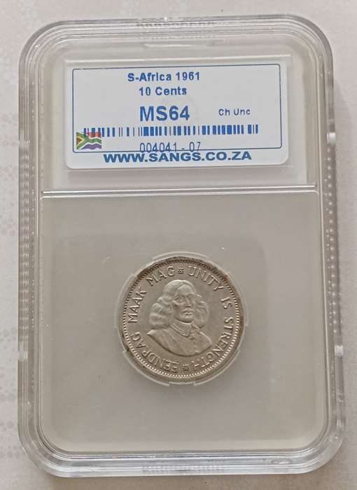 1961 Republic silver 10c SANGS MS64