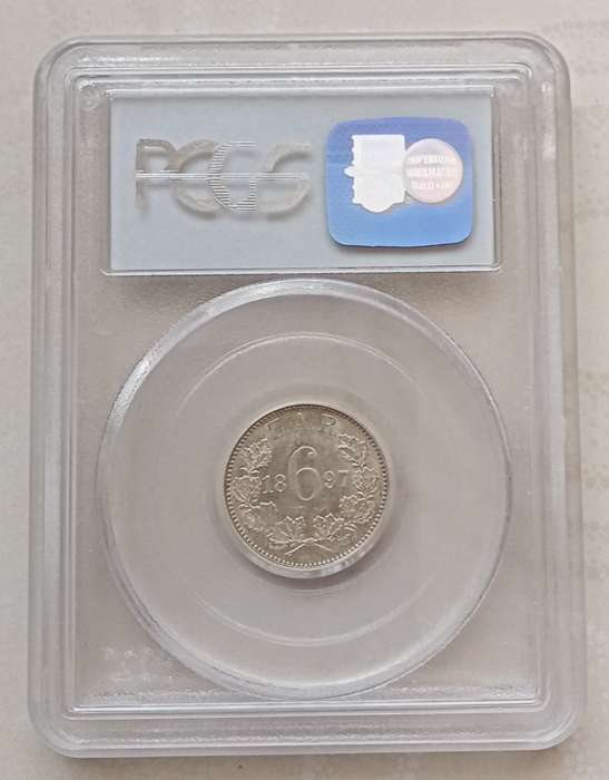 1897 ZAR Kruger silver sixpence PCGS MS61