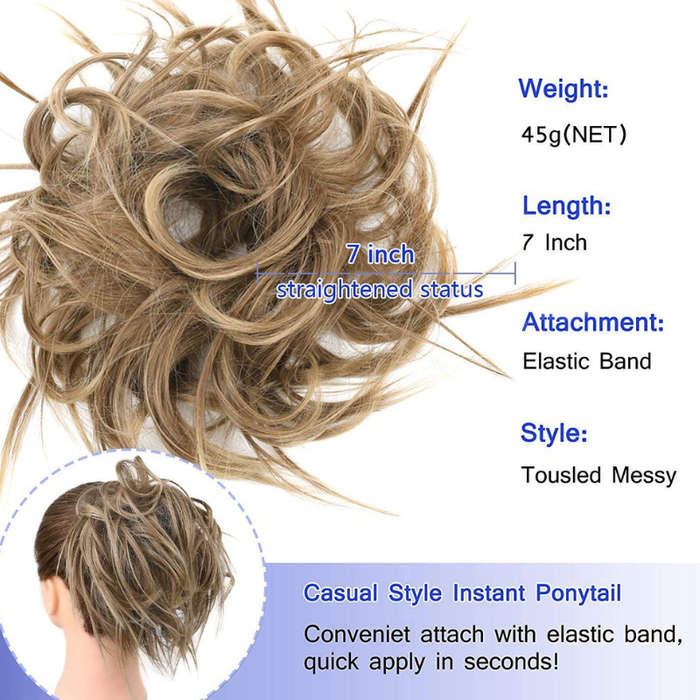 Tousled Messy Hair Chignon Scrunchie Hair Bun