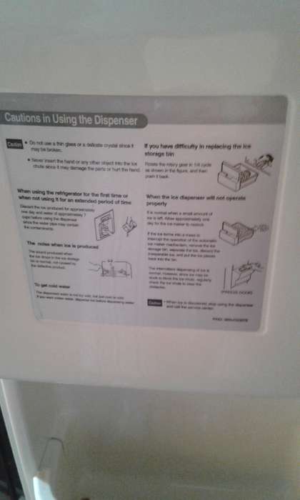 LG double door fridge with ice maker, crusher and water dispenser