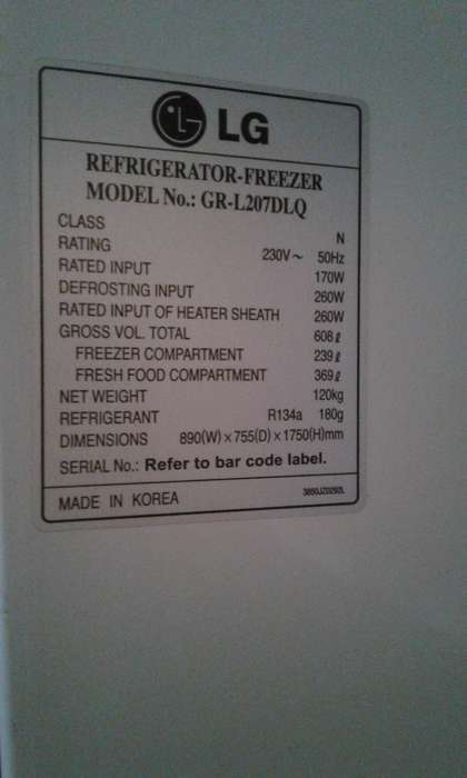 LG double door fridge with ice maker, crusher and water dispenser