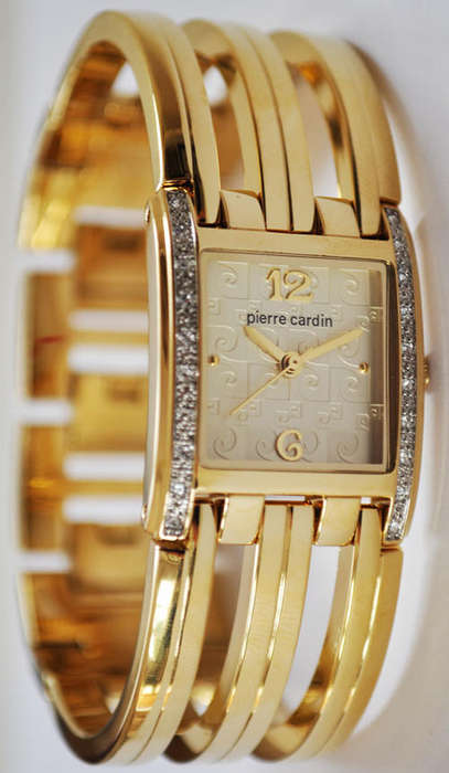 *BRAND NEW* Pierre Cardin Ladies Stainless Steel Gold Square Dial With Stones  *STUNNING TIMEPIECE*