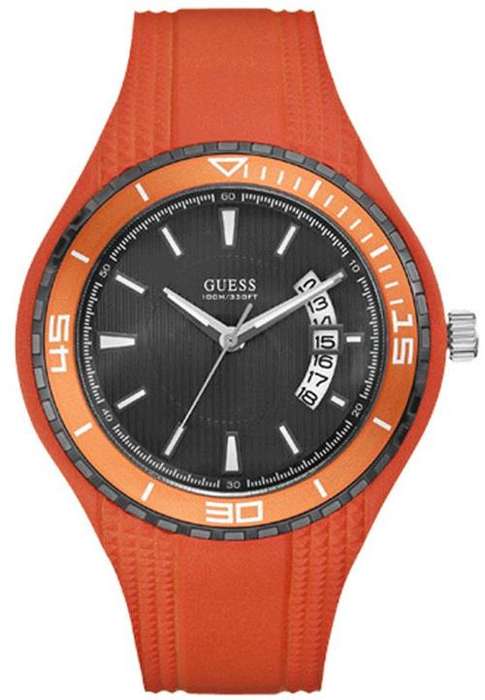BRAND NEW GENUINE Guess  Gents Sport Auminum Orange Silicone Strap Watch with Date W95143G5