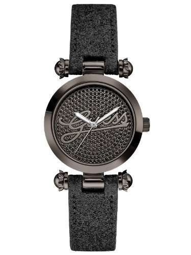 *Brand New* GUESS Ladies Black Glitter Logo Leather Watch*Beautiful and Trendy**
