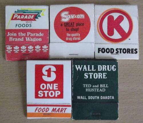 5 Vintage matchbooks advertising US stores