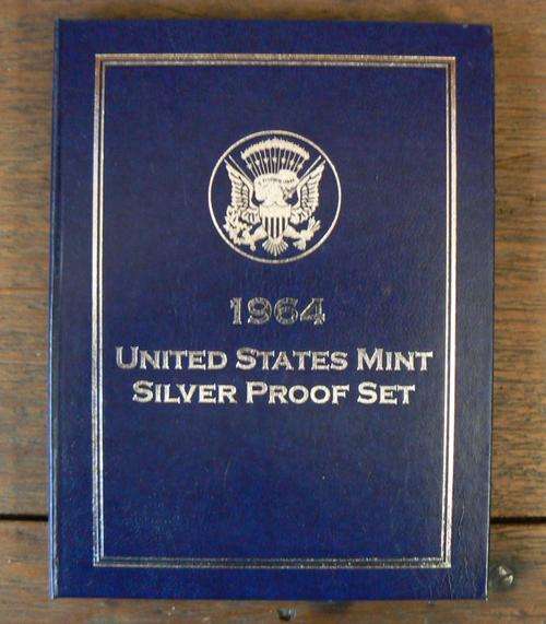 USA silver Proof Set 1964 in special US Mint box with COA - scarce
