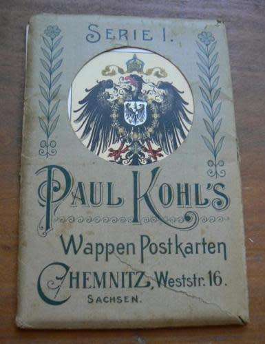 Very rare Series 1 set of 10 heraldic postcards Paul Kohl Germany 1898