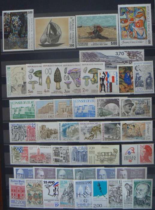France 1987 lot of 46 MNH stamps + 3 booklets - CV$90+