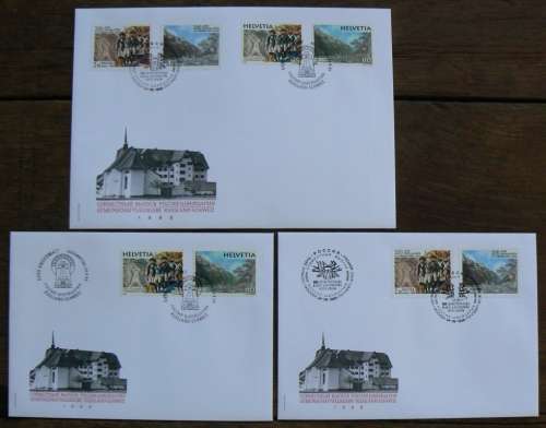 Switzerland 1999 dual issue with Russia 3 FDCs, including rare Russian only cancellation