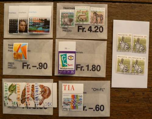 Switzerland 1995 lot of 30 officially cancelled stamps & other high values - CV$185+