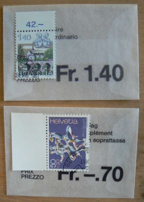 Switzerland 1986 lot of 23 stamps - 22 officially cancelled - all in original envelopes, CV$30