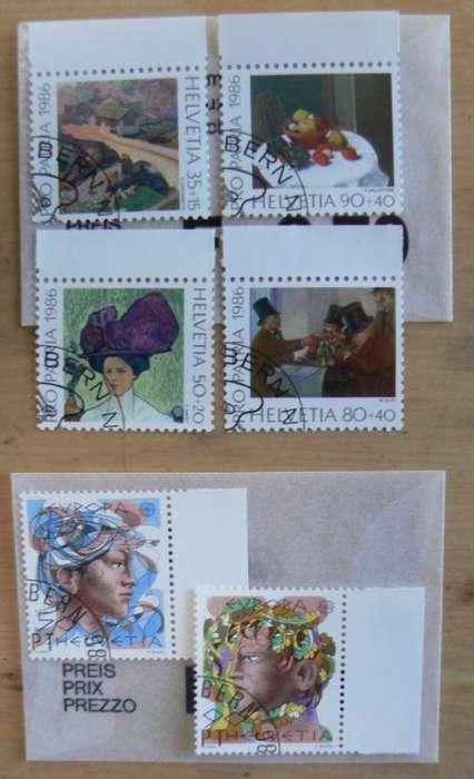 Switzerland 1986 lot of 23 stamps - 22 officially cancelled - all in original envelopes, CV$30