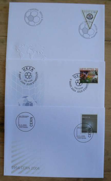 Switzerland 2004 lot of 31 officially cancelled stamps + blocks & sheets + 24 FDCs + 7 cards