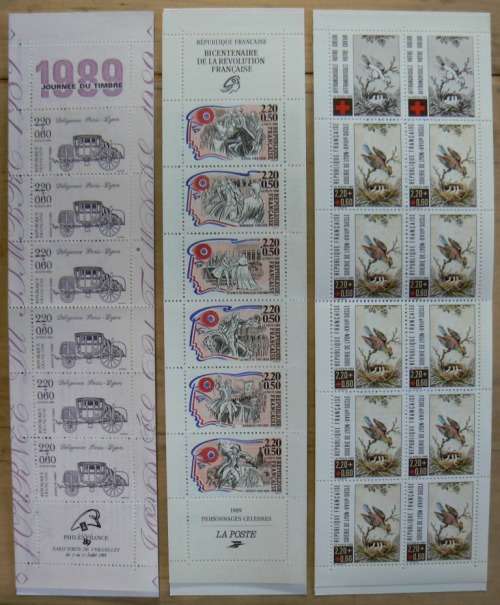 1989 France lot of 39 MNH stamps + strips + block of 4 + 3 booklets - CV$100