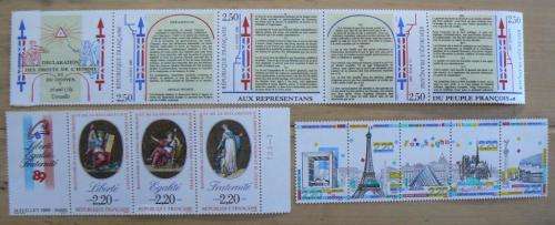 1989 France lot of 39 MNH stamps + strips + block of 4 + 3 booklets - CV$100