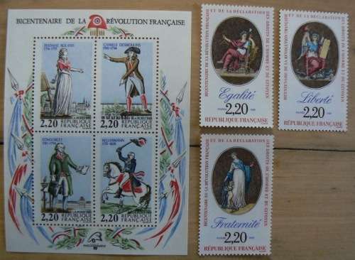 1989 France lot of 39 MNH stamps + strips + block of 4 + 3 booklets - CV$100