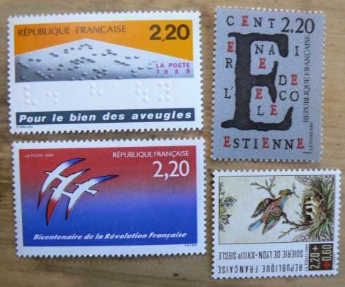 1989 France lot of 39 MNH stamps + strips + block of 4 + 3 booklets - CV$100
