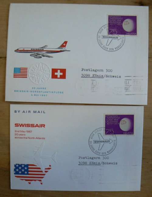 1967 Switzerland lot of 11 covers 20 years of Swissair North Atlantic flights - 4 types