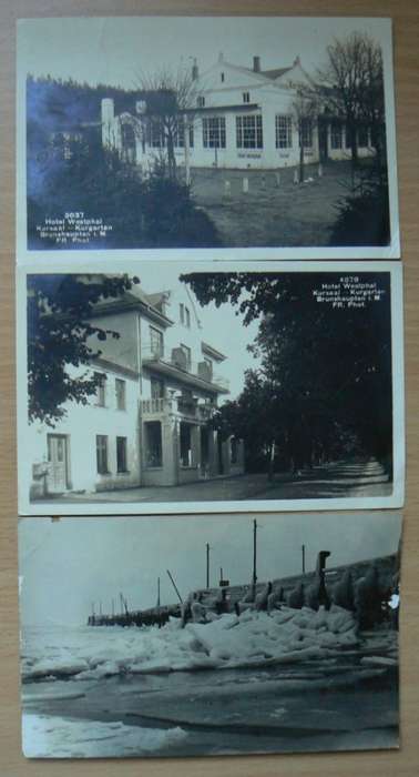 Lot of 3 postcards 1927 & 1929 from Climatic Health Resort Ostseebad Brunshaupten to Wynberg, CT