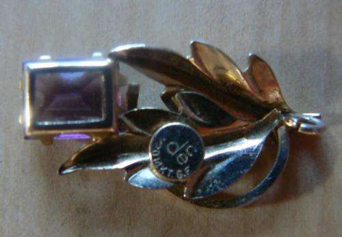 14ct gold filled pendant with unknown purple stone PLUS one free similar earring