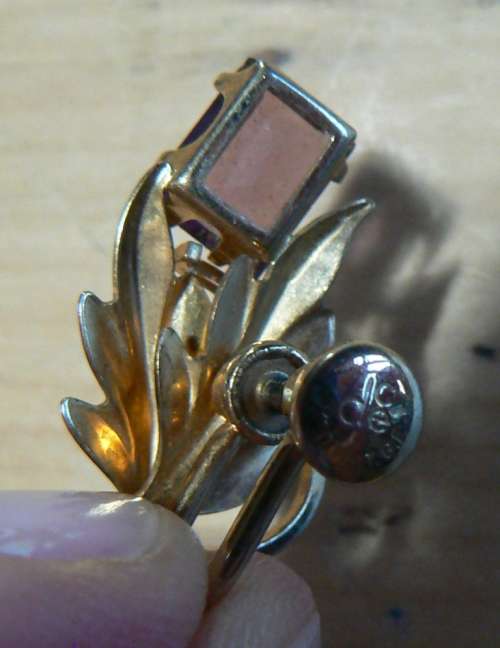 14ct gold filled pendant with unknown purple stone PLUS one free similar earring