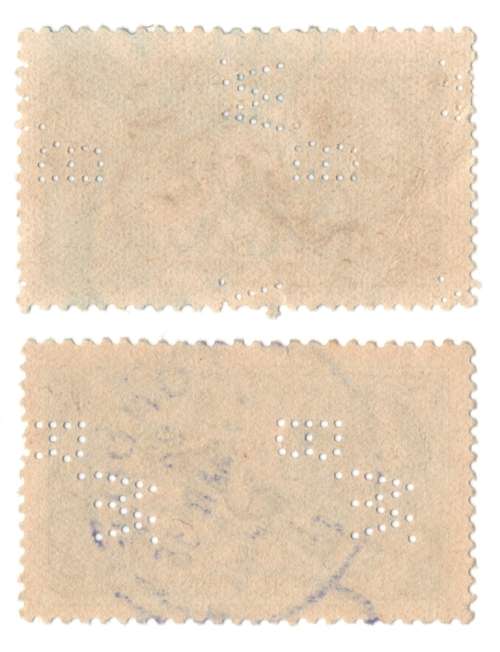 Great Britain 2/6d used seahorses with B.W. perfin sideways - De La Rue & Waterlow & Sons