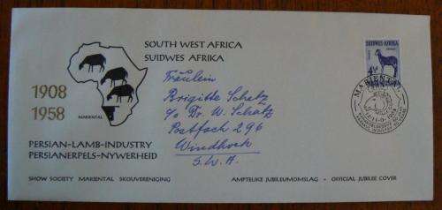 1958 SWA Mariental Show Jubilee cover, unofficial, Persian Lamb Industry (x4)