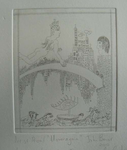 John Bauer copper plate artist proof etching `All over again` with storyboard