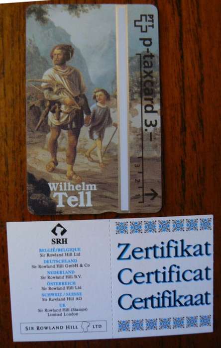 Switzerland collectible Wilhelm Tell 3 Fr phone card with CoA 1993 - only 1 500 made
