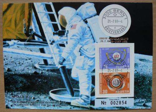 1969 Switzerland numbered maxi card Apollo 11 First Man on the Moon