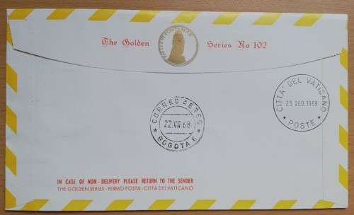 1968 Vatican Golden Series #102 cover airmail to Bogota