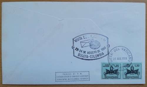 1968 Colombia Bogota Pope visit Special Jet Boeing cover - see listing for details