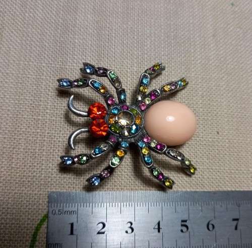 Colourful vintage costume jewellery spider brooch