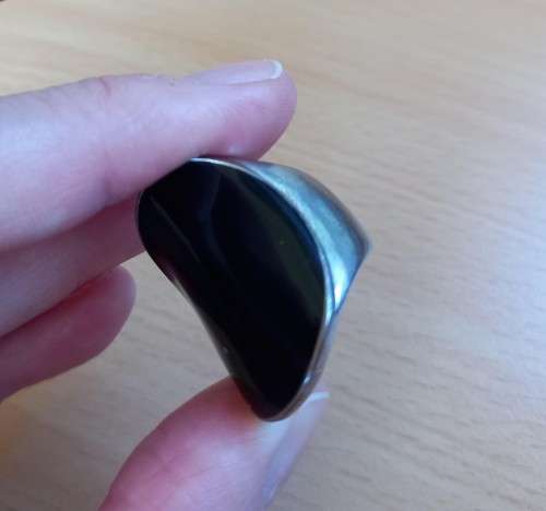 Vintage silver plated ring with black oval front, size N