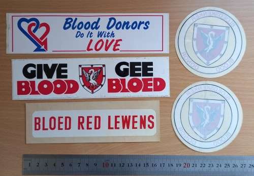 Lot of 5 vintage blood donation stickers