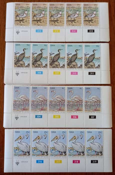 1979 SWA lot of 36 (4 x 9) control blocks water birds