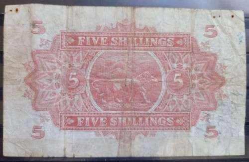 1939 East Africa 5 Shillings Nairobi - rare date 2 January