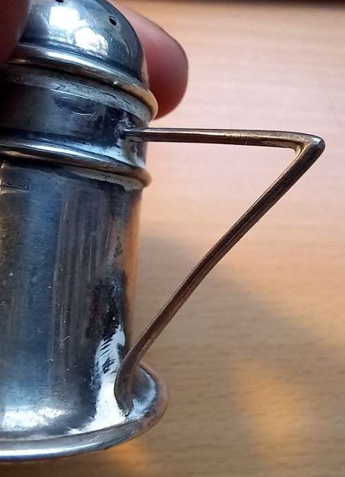 Pretty art deco 1935 small silver salt shaker by Levi & Salaman of Birmingham
